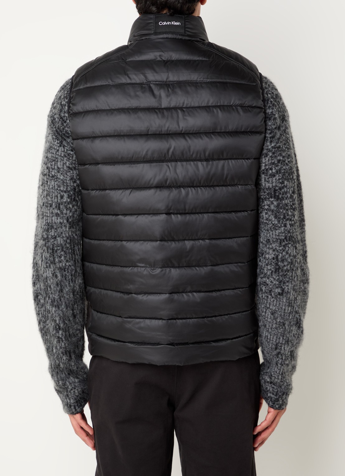 Calvin Klein Gewatteerde bodywarmer met ritszakken - achterkant zwart