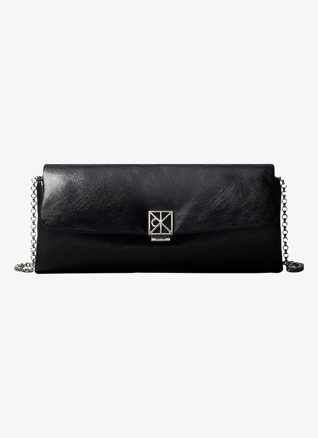 Calvin Klein Gewatteerde clutch met verstelbare schouderriem  - voorkant 2 zwart