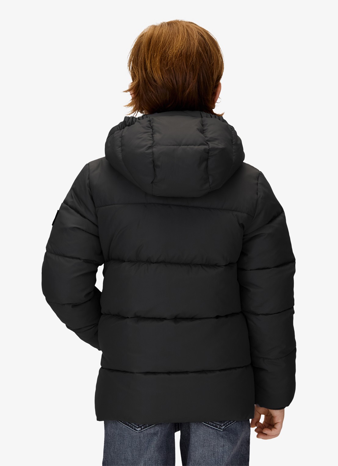 Calvin Klein Gewatteerde jas met afneembare capuchon - achterkant 9 zwart