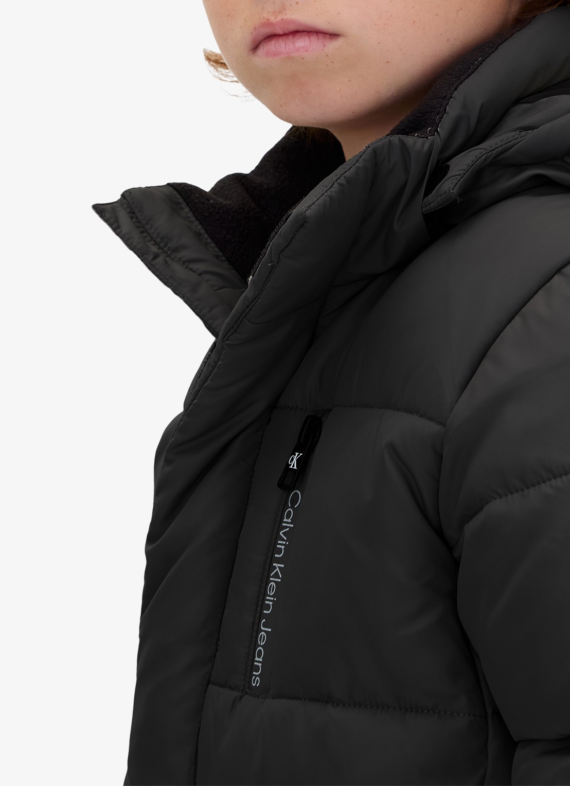 Calvin Klein Gewatteerde jas met afneembare capuchon - detail 5 zwart