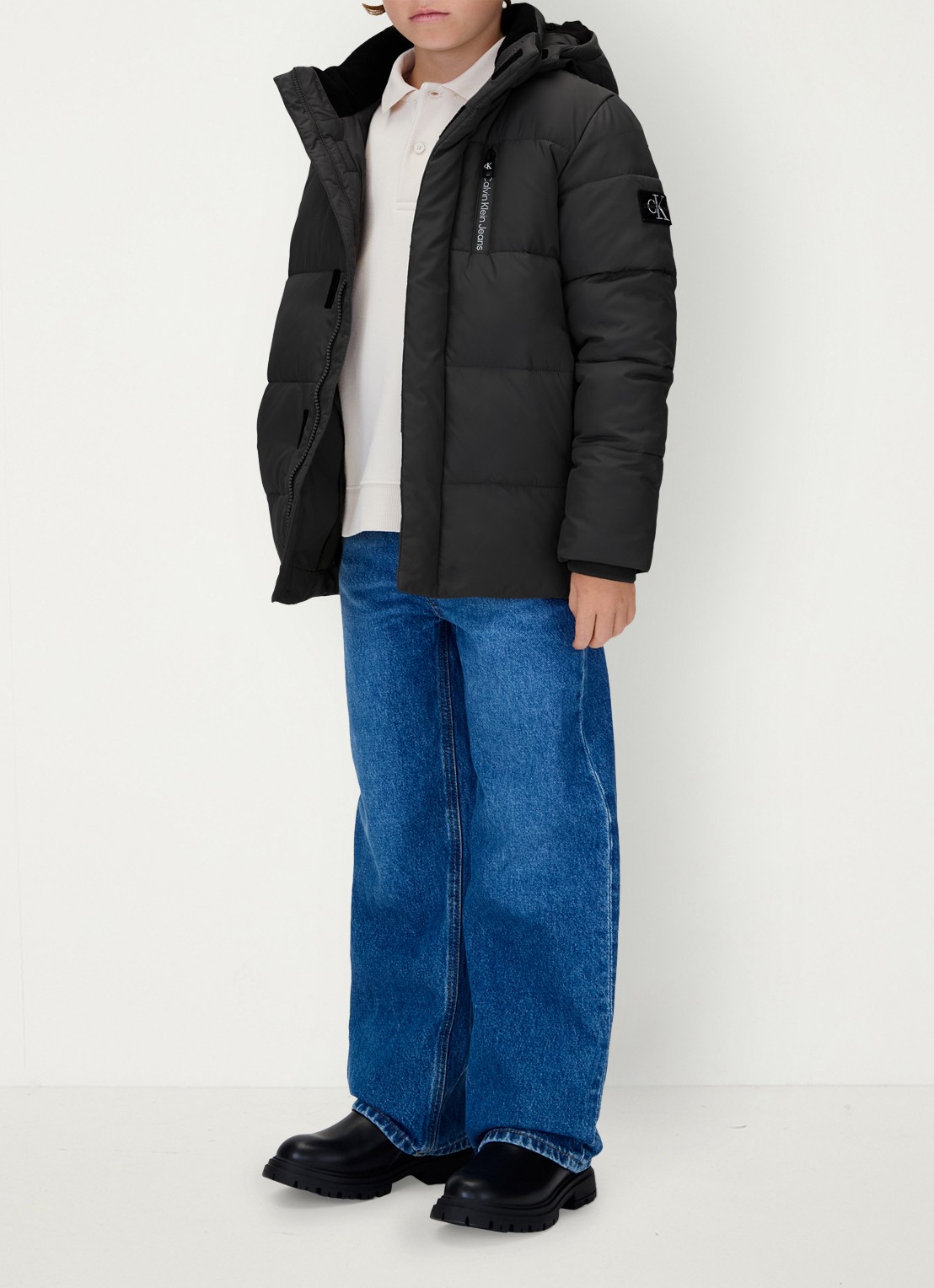 Calvin Klein Gewatteerde jas met afneembare capuchon - detail 6 zwart