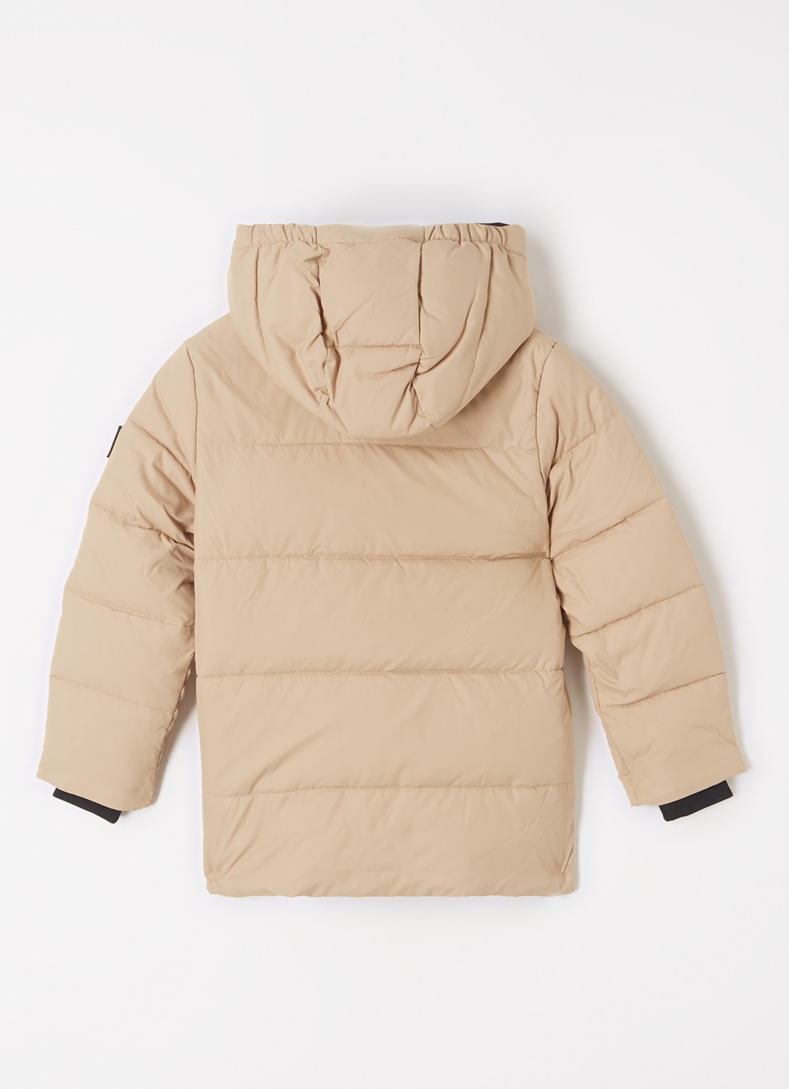 Calvin Klein Gewatteerde jas met afneembare capuchon - achterkant 3 donkerbeige