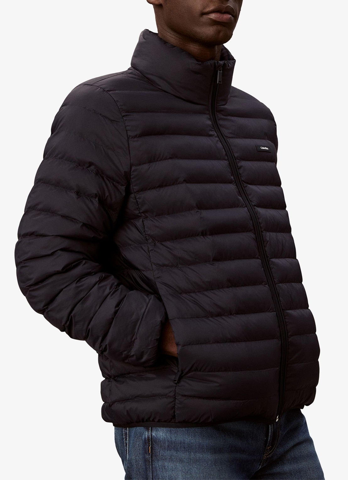 Calvin Klein Gewatteerde jas met opstaande kraag - detail 3 donkerblauw