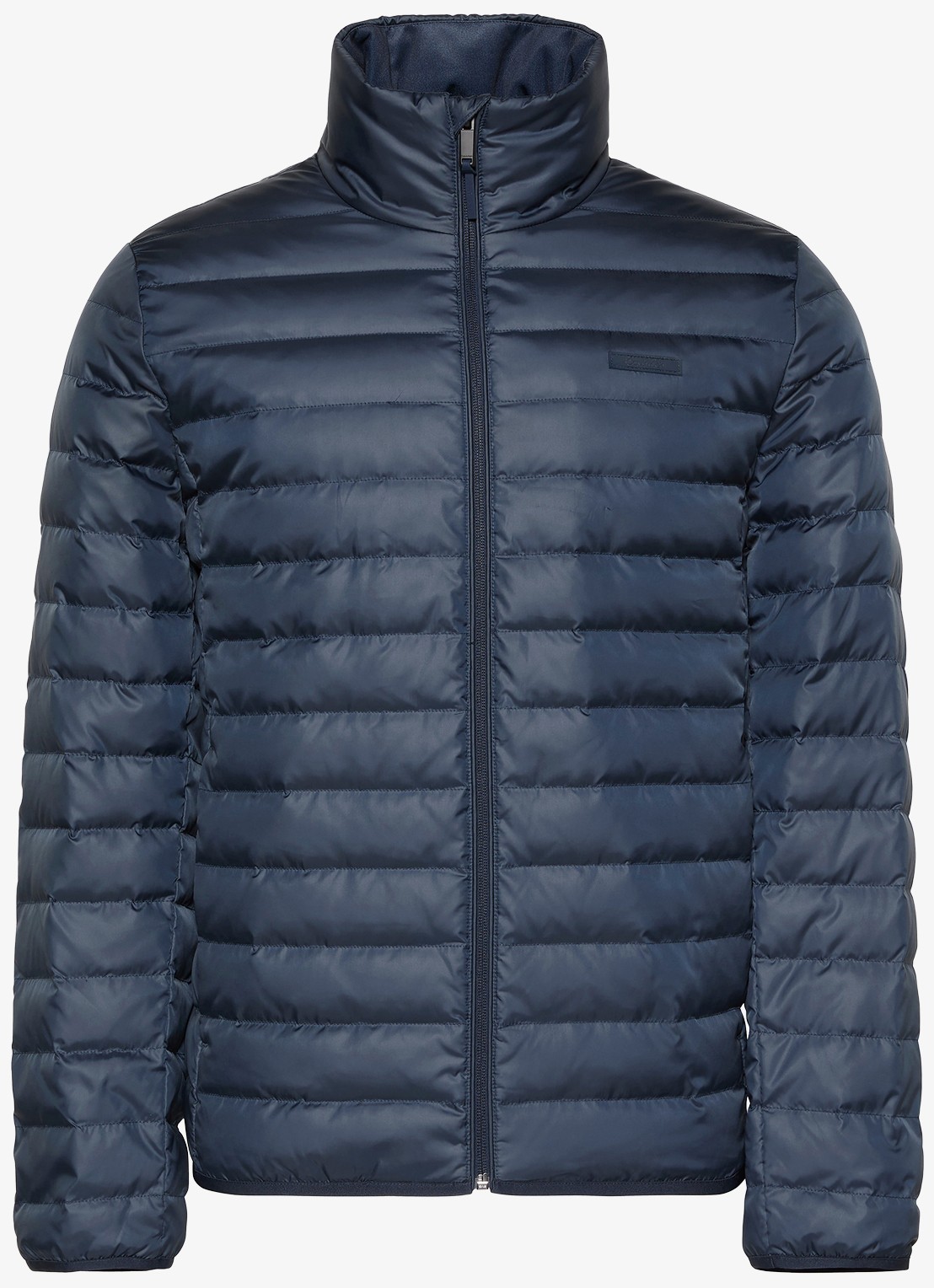 Calvin Klein Gewatteerde jas met opstaande kraag - voorkant 4 donkerblauw