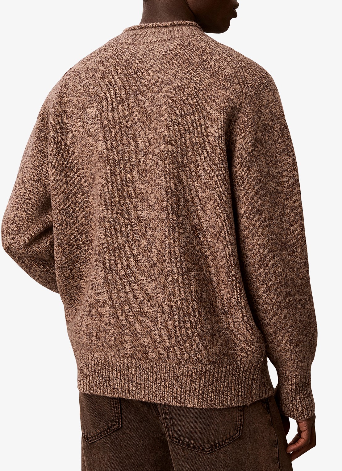 Calvin Klein Grofgebreide trui met logo - achterkant 5 bruin