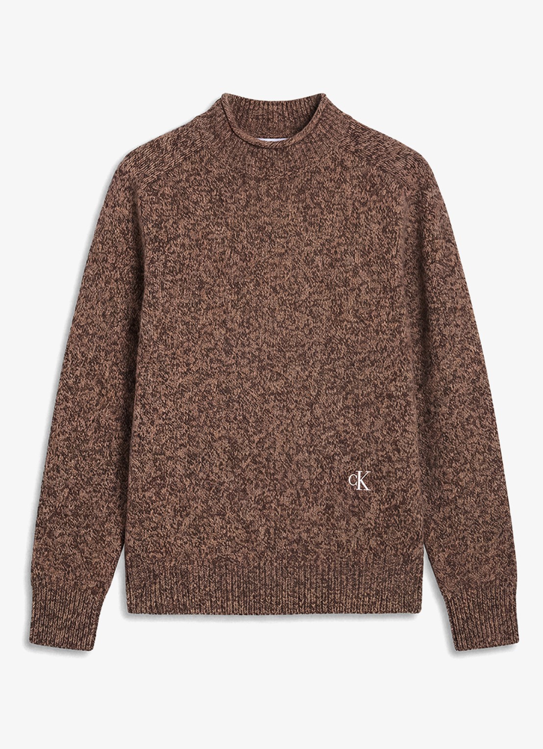 Calvin Klein Grofgebreide trui met logo - voorkant 6 bruin