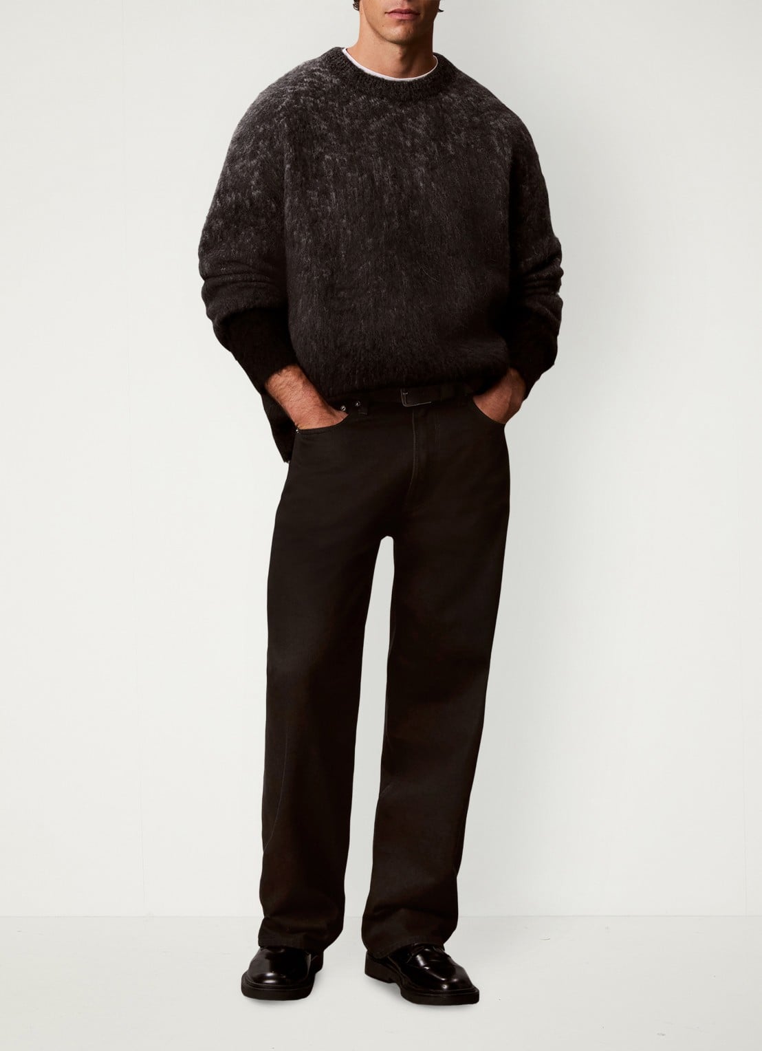 Calvin Klein Grofgebreide trui met ombré-effect - voorkant 2 donkergrijs