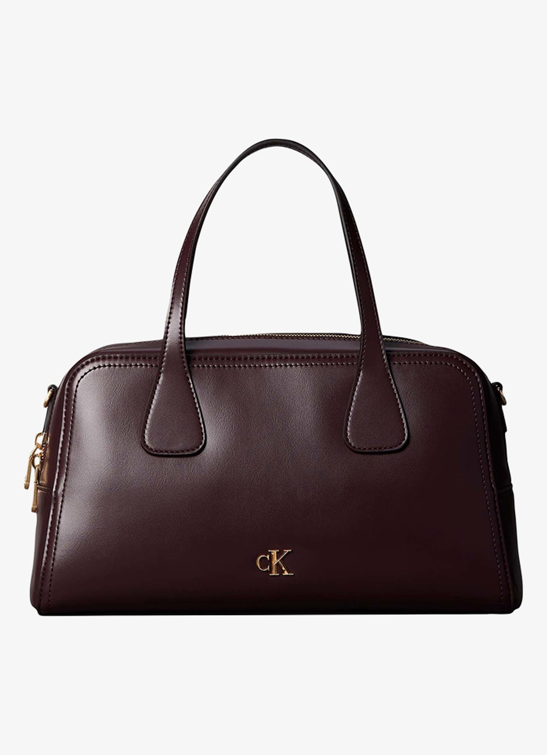 Calvin Klein Handtas met logo - voorkant 2 lichtbruin