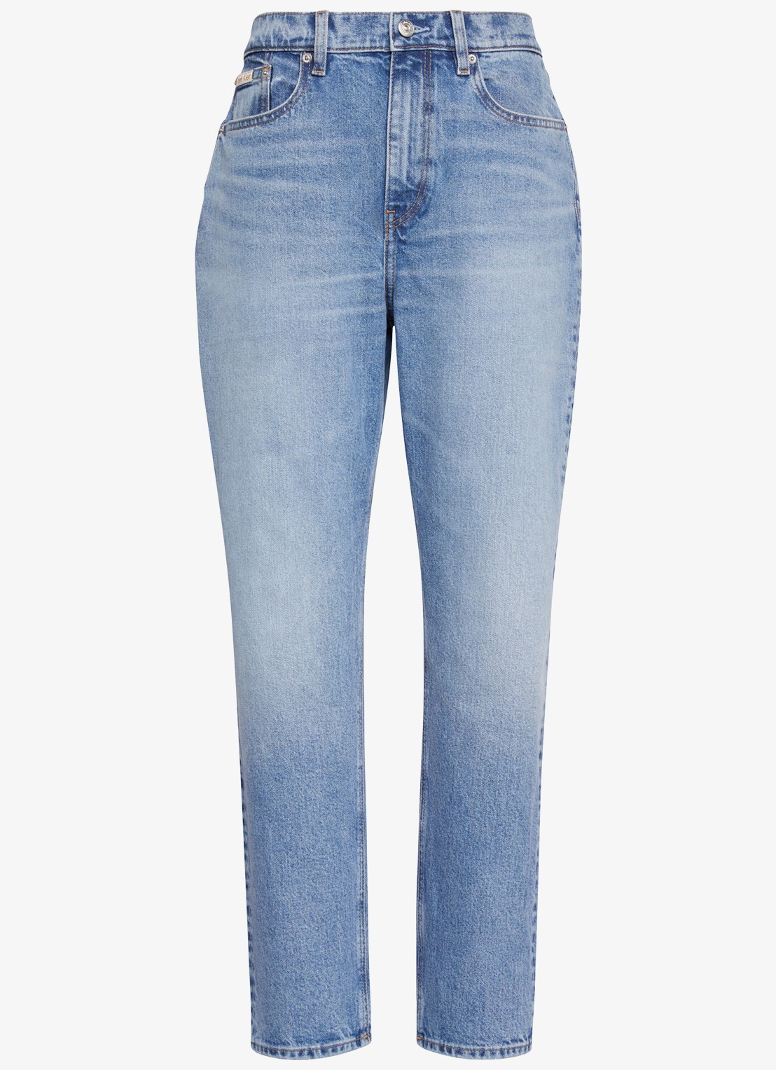 Calvin Klein High waist cropped mom jeans met medium wassing - voorkant 4 blauw