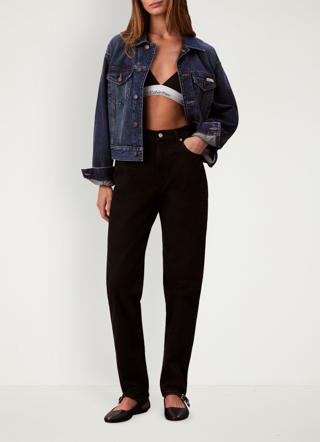 Calvin Klein High waist mom jeans met gekleurde wassing - voorkant 2 zwart