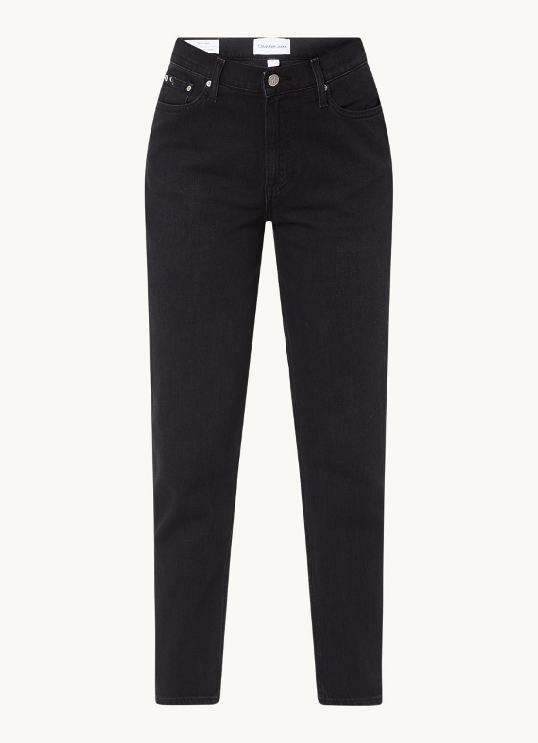 Calvin Klein High waist mom jeans met gekleurde wassing - voorkant 3 zwart