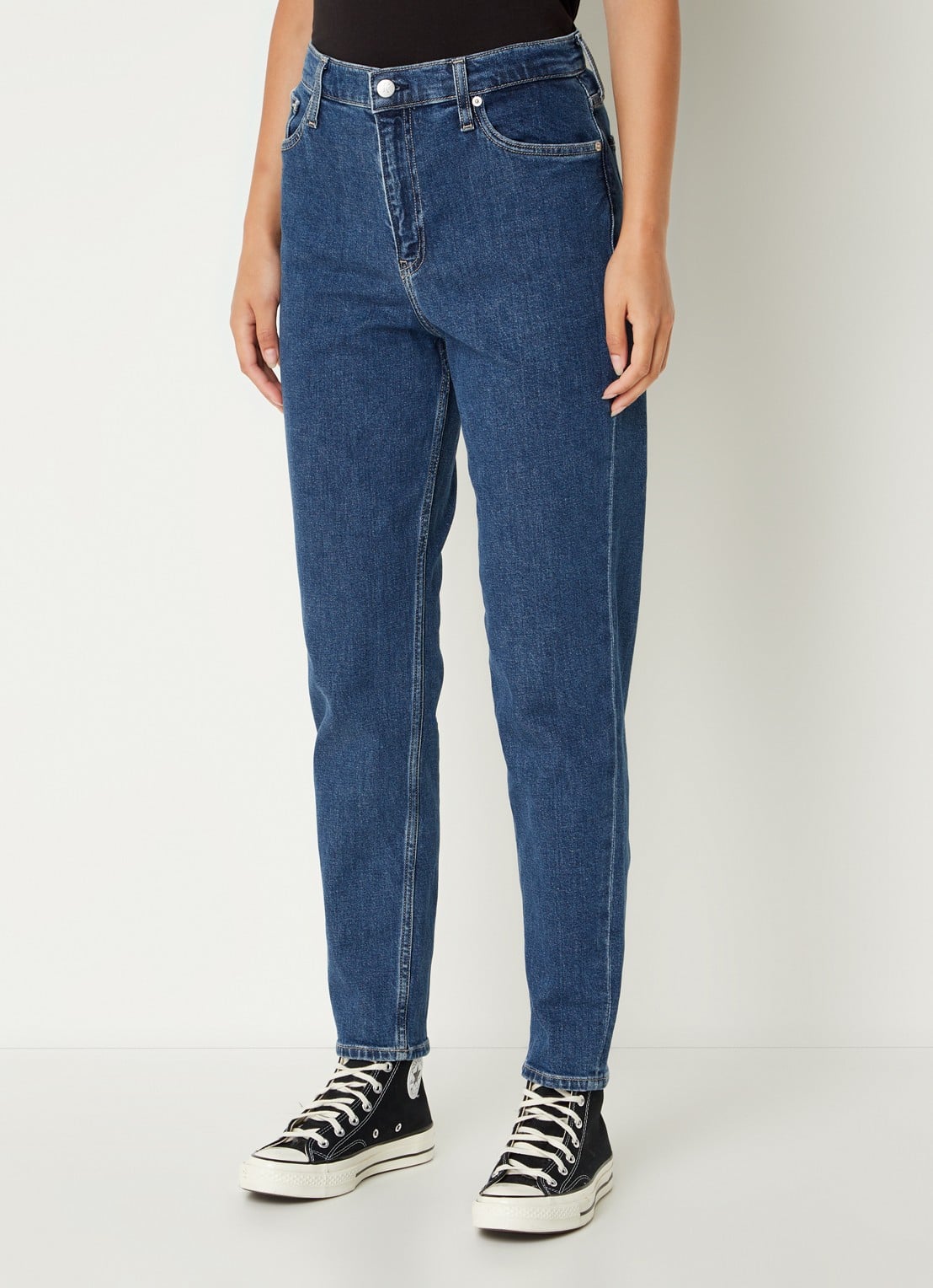 Calvin Klein High waist mom jeans met medium wassing  - detail 4 indigo