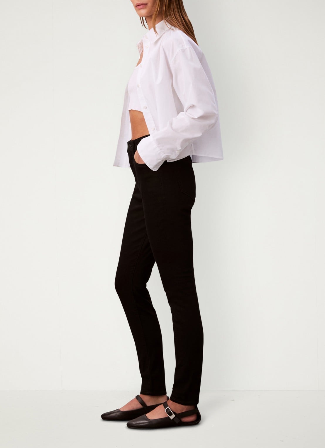 Calvin Klein High waist skinny jeans met gekleurde wassing - detail 5 zwart