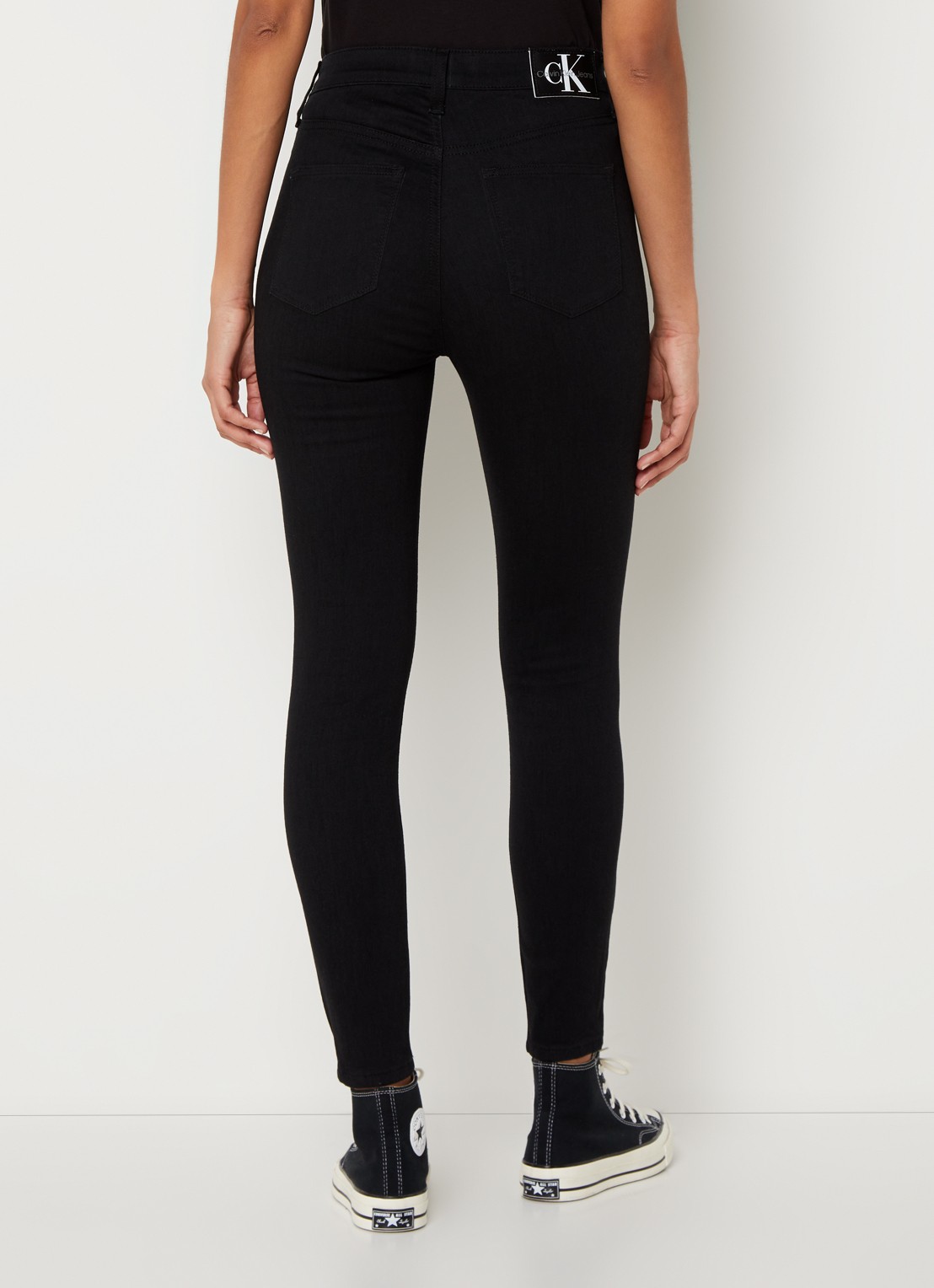 Calvin Klein High waist skinny  jeans met gekleurde wassing - achterkant 5 zwart