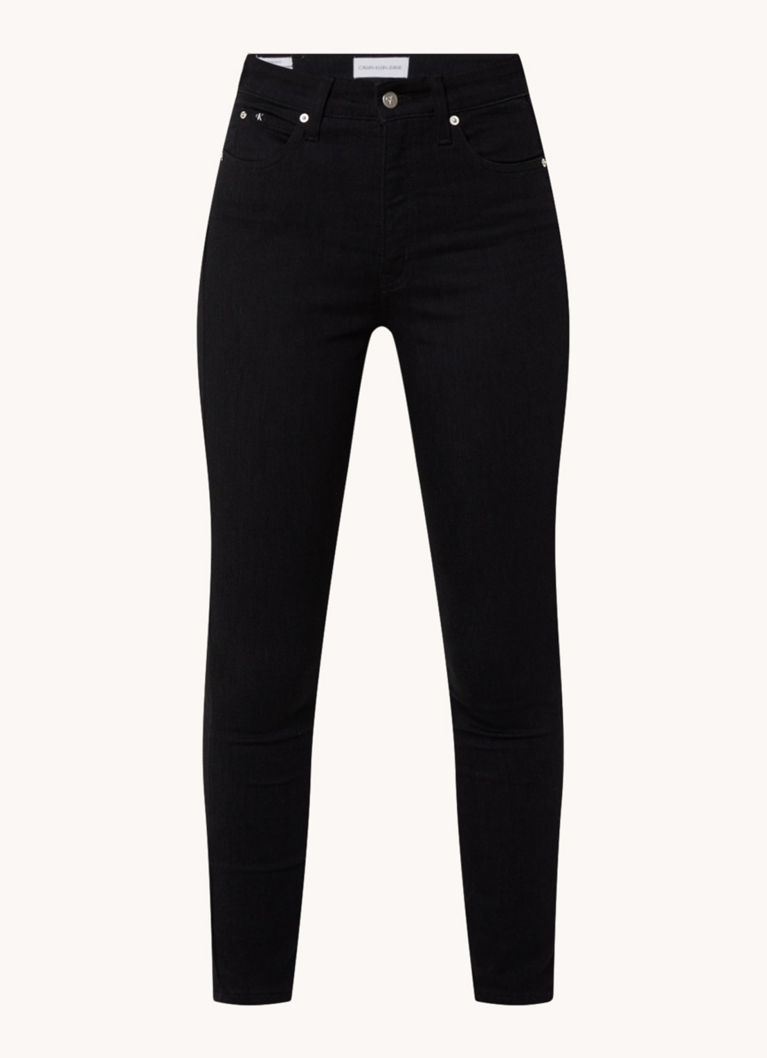 Calvin Klein High waist skinny  jeans met gekleurde wassing - voorkant zwart