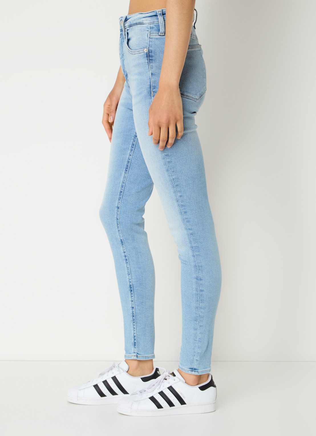 Calvin Klein High waist skinny jeans met lichte wassing - detail 5 indigo