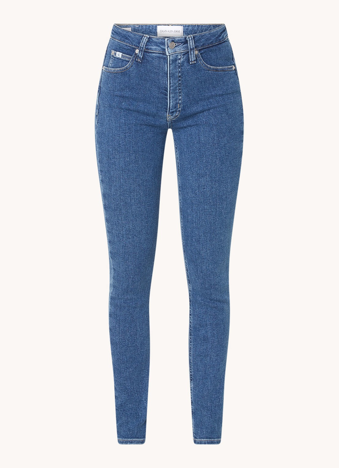 Calvin Klein High waist skinny jeans met medium wassing  - voorkant denim