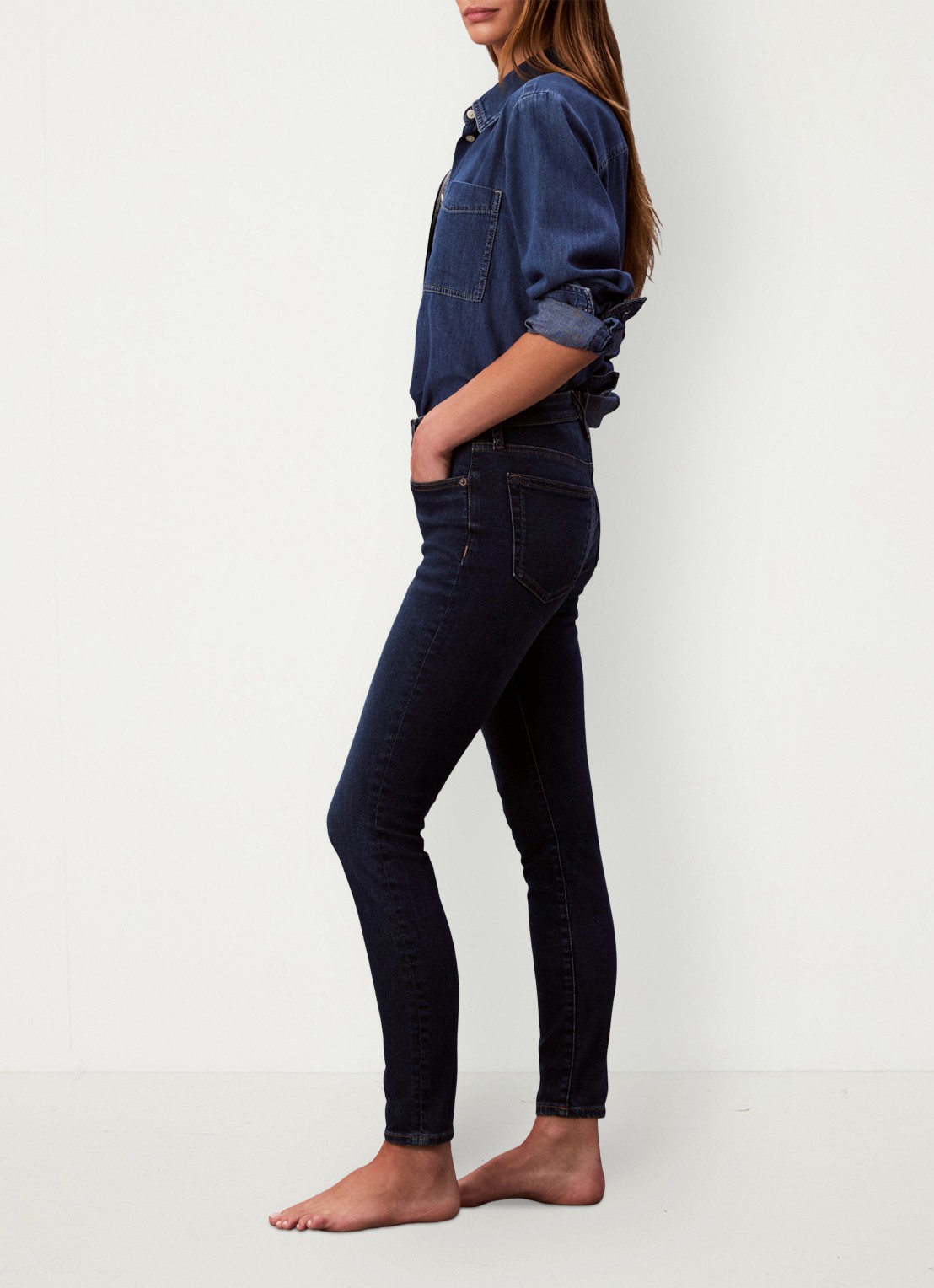 Calvin Klein High waist skinny jeans met steekzakken - detail 3 denim