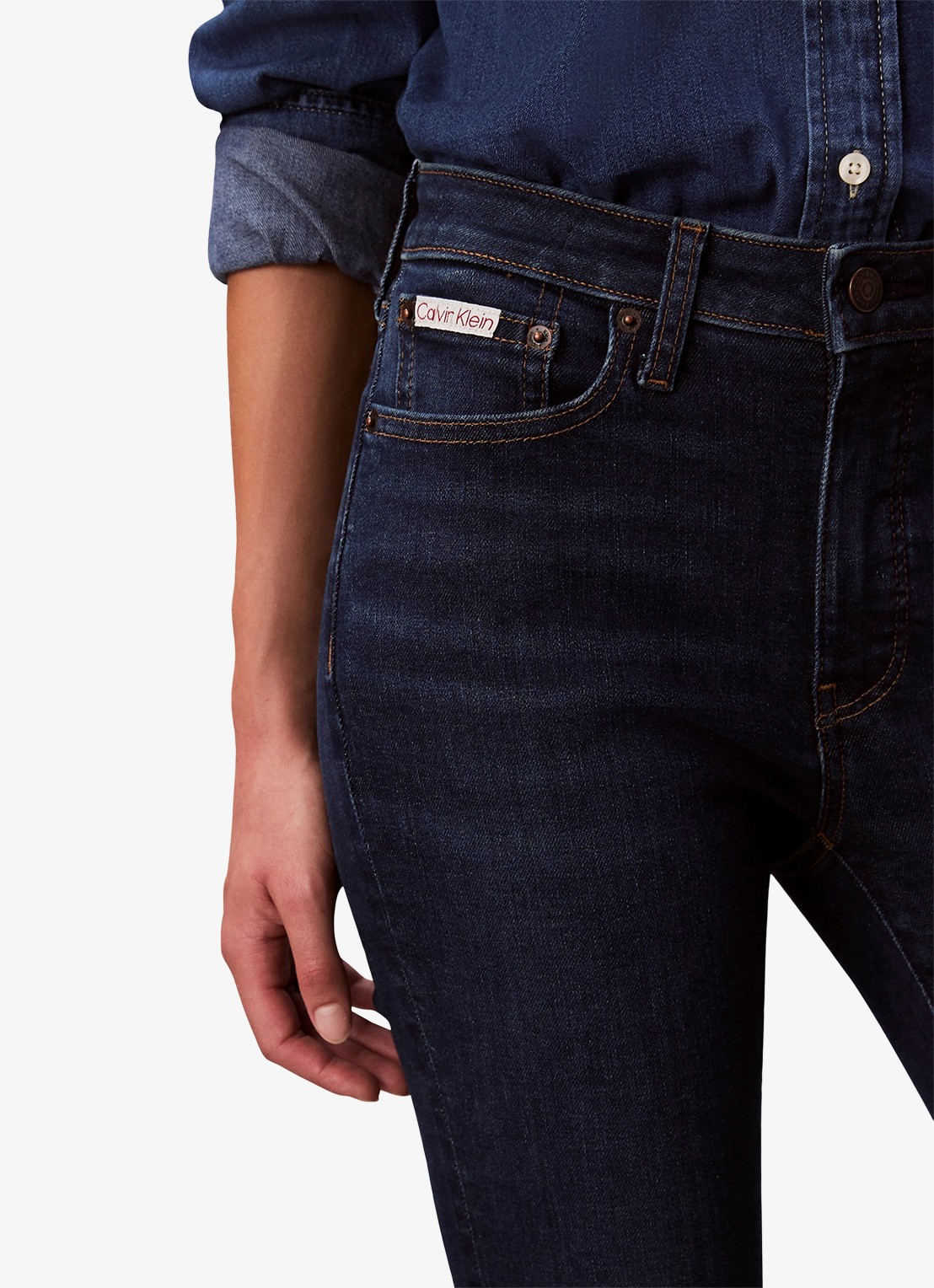 Calvin Klein High waist skinny jeans met steekzakken - detail 4 denim