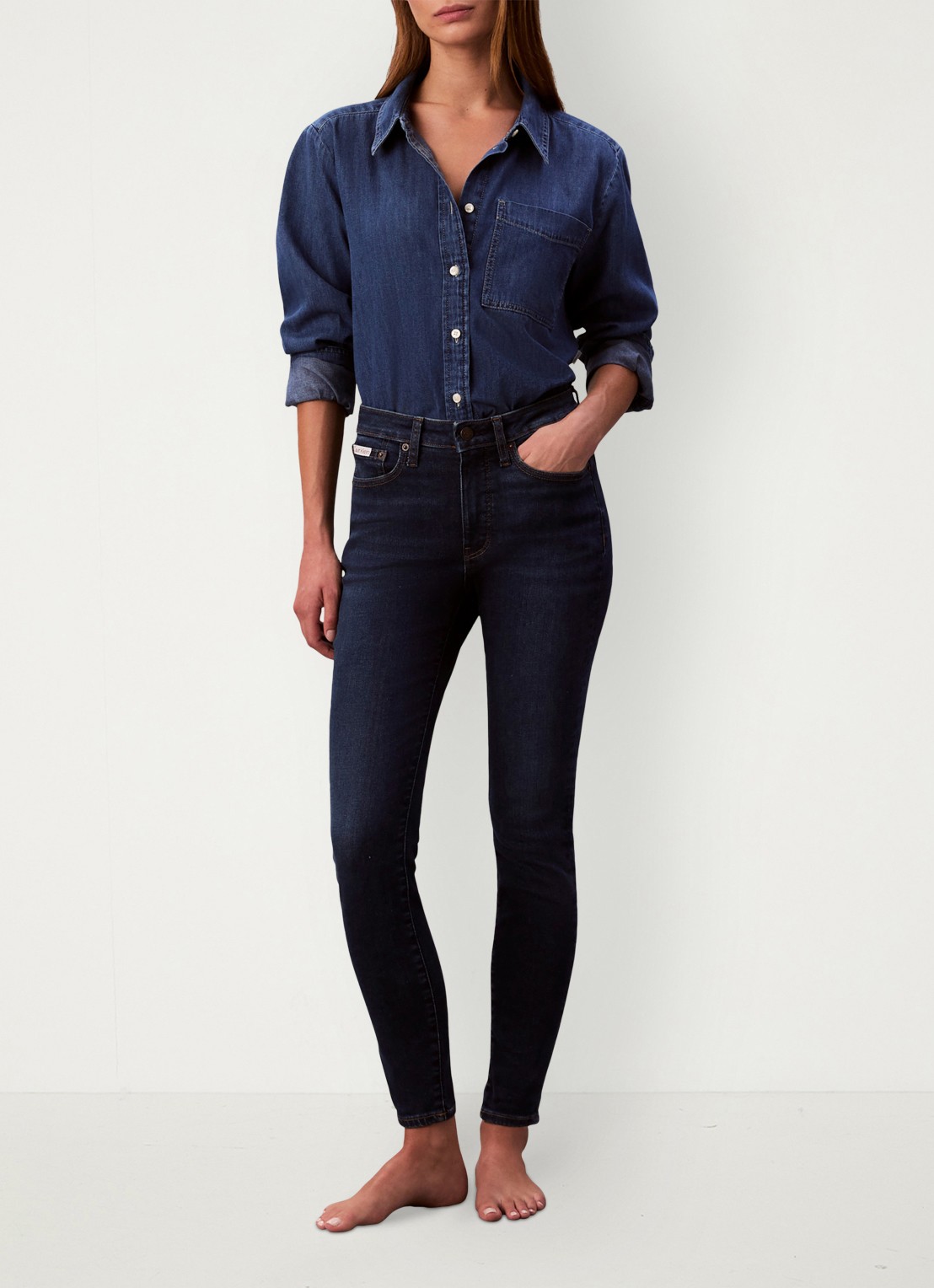 Calvin Klein High waist skinny jeans met steekzakken - voorkant 2 denim
