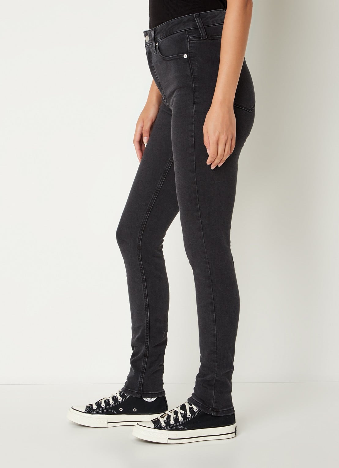 Calvin Klein High waist skinny jeans met stretch  - detail 2 diepzwart