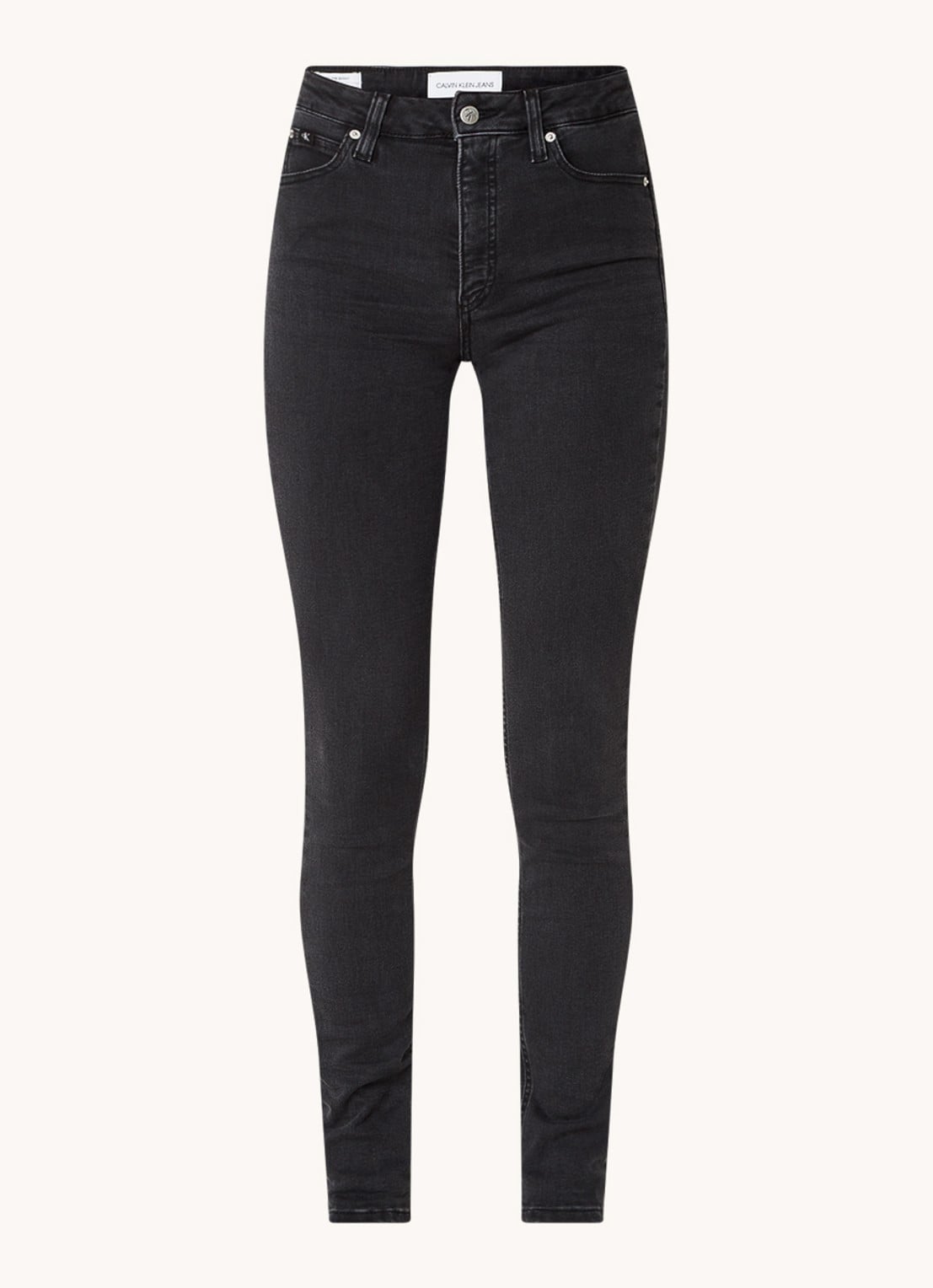 Calvin Klein High waist skinny jeans met stretch  - voorkant 4 diepzwart