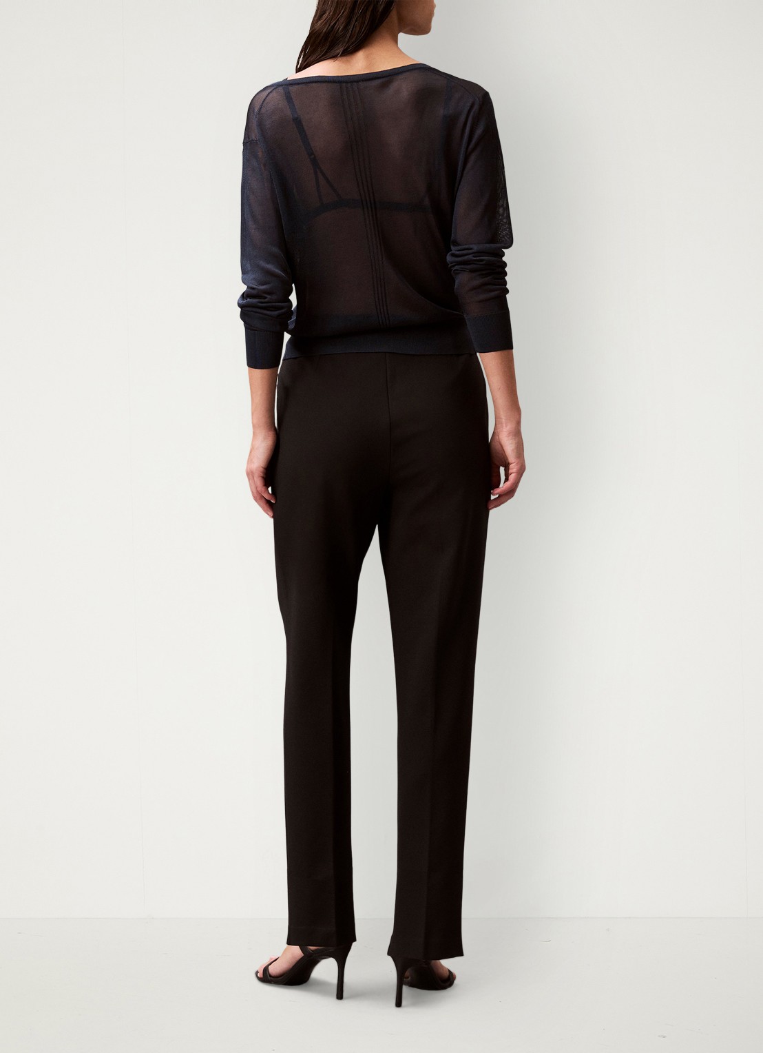 Calvin Klein High waist straight fit chino met steekzakken - achterkant zwart