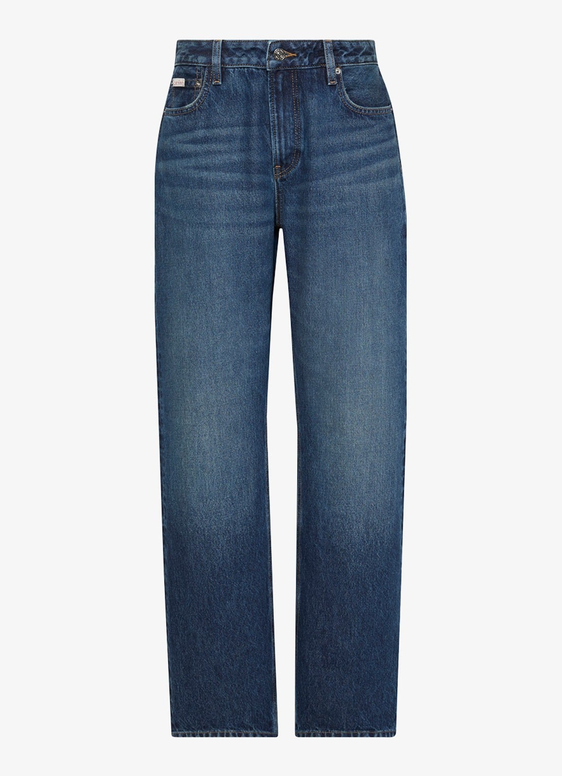 Calvin Klein High waist straight fit jeans met medium wassing - voorkant 2 donkerblauw