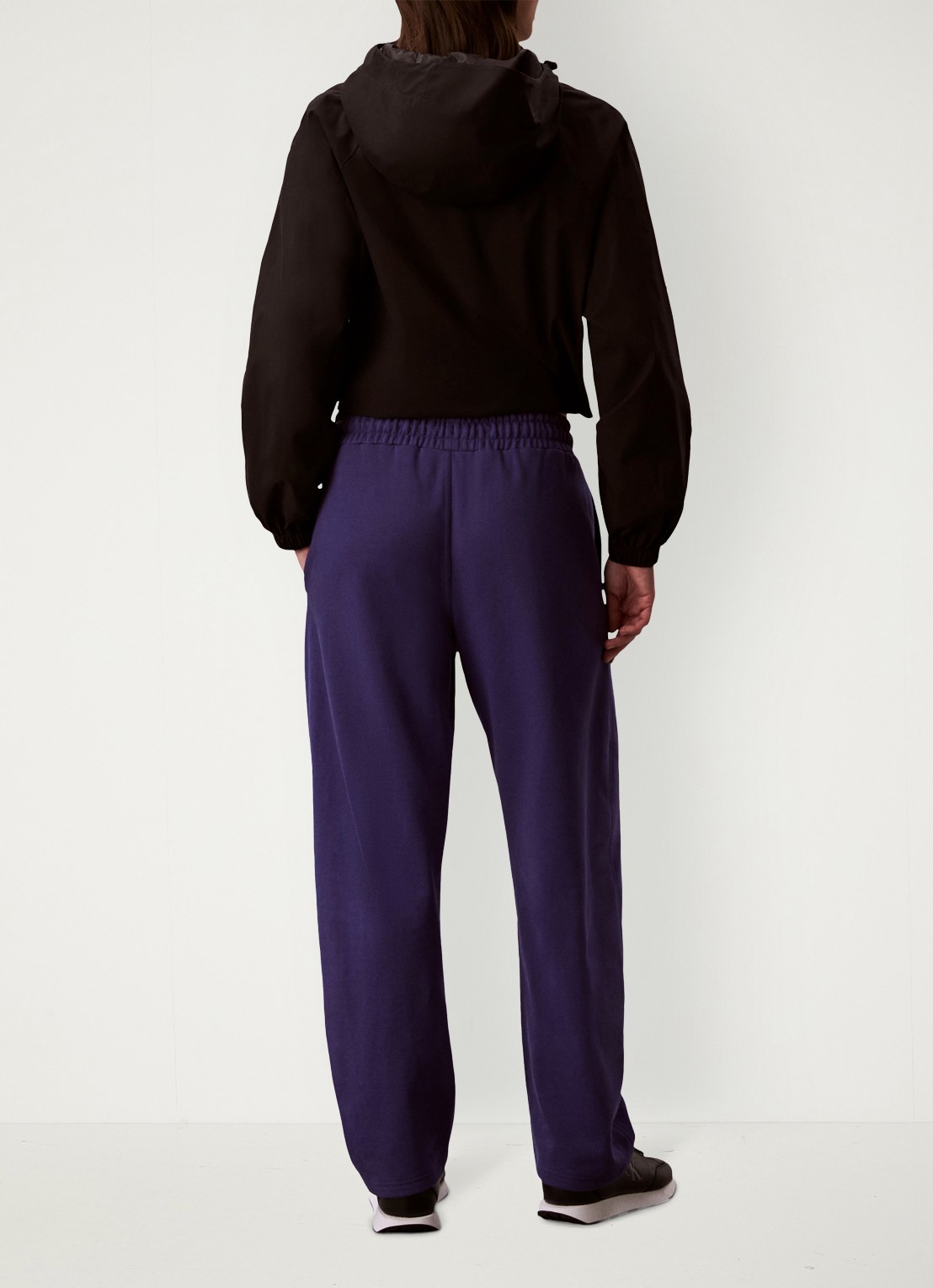 Calvin Klein High waist straight fit joggingbroek met steekzakken - achterkant 5 donkerblauw