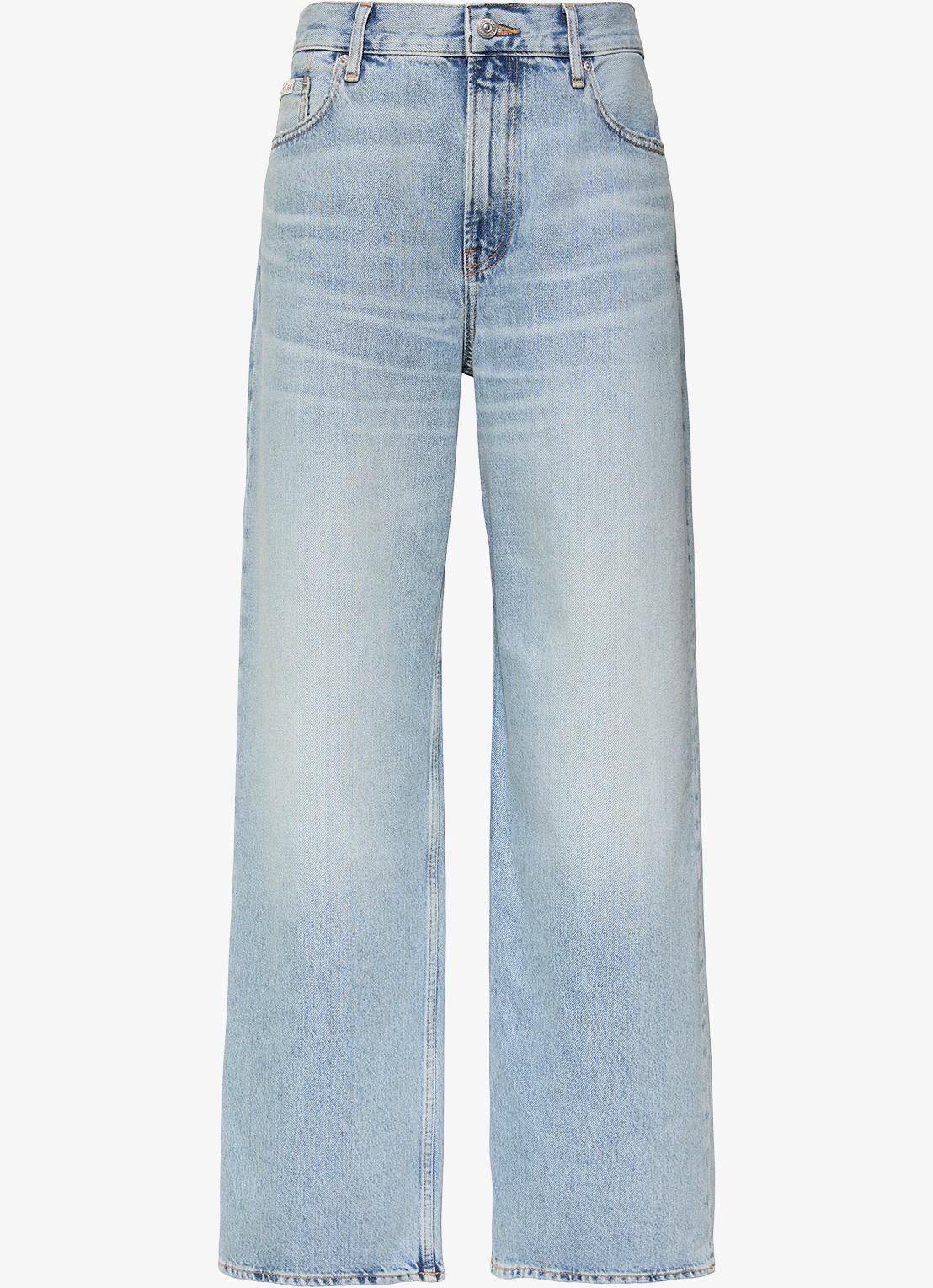 Calvin Klein High waist wide fit jeans met lichte wassing - voorkant 3 denim