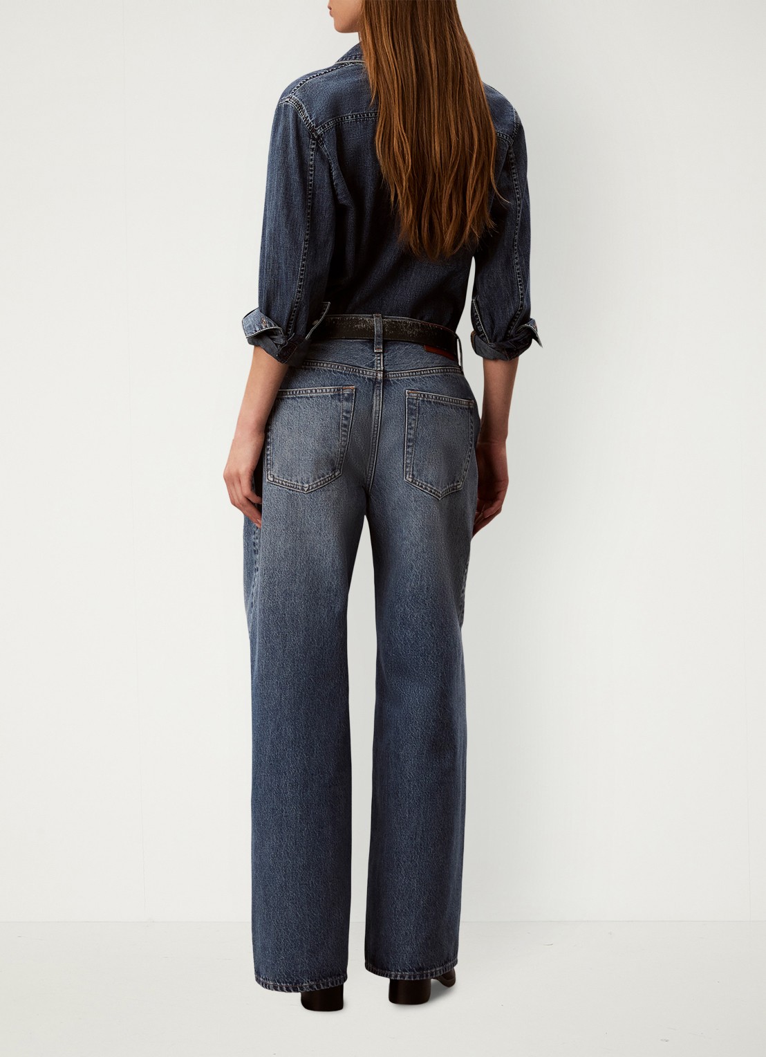 Calvin Klein High waist wide fit jeans met medium wassing - achterkant denim