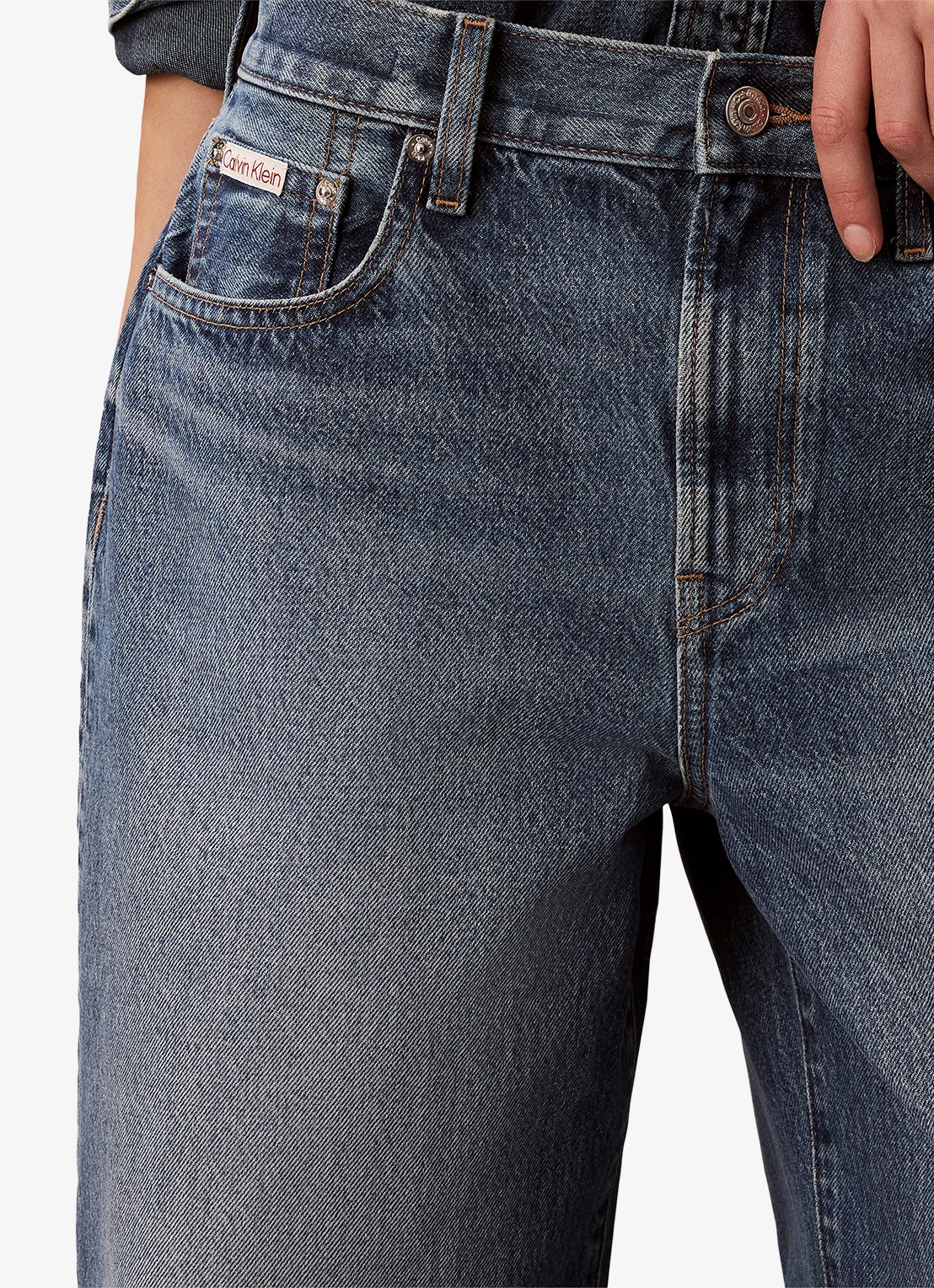 Calvin Klein High waist wide fit jeans met medium wassing - detail 5 denim
