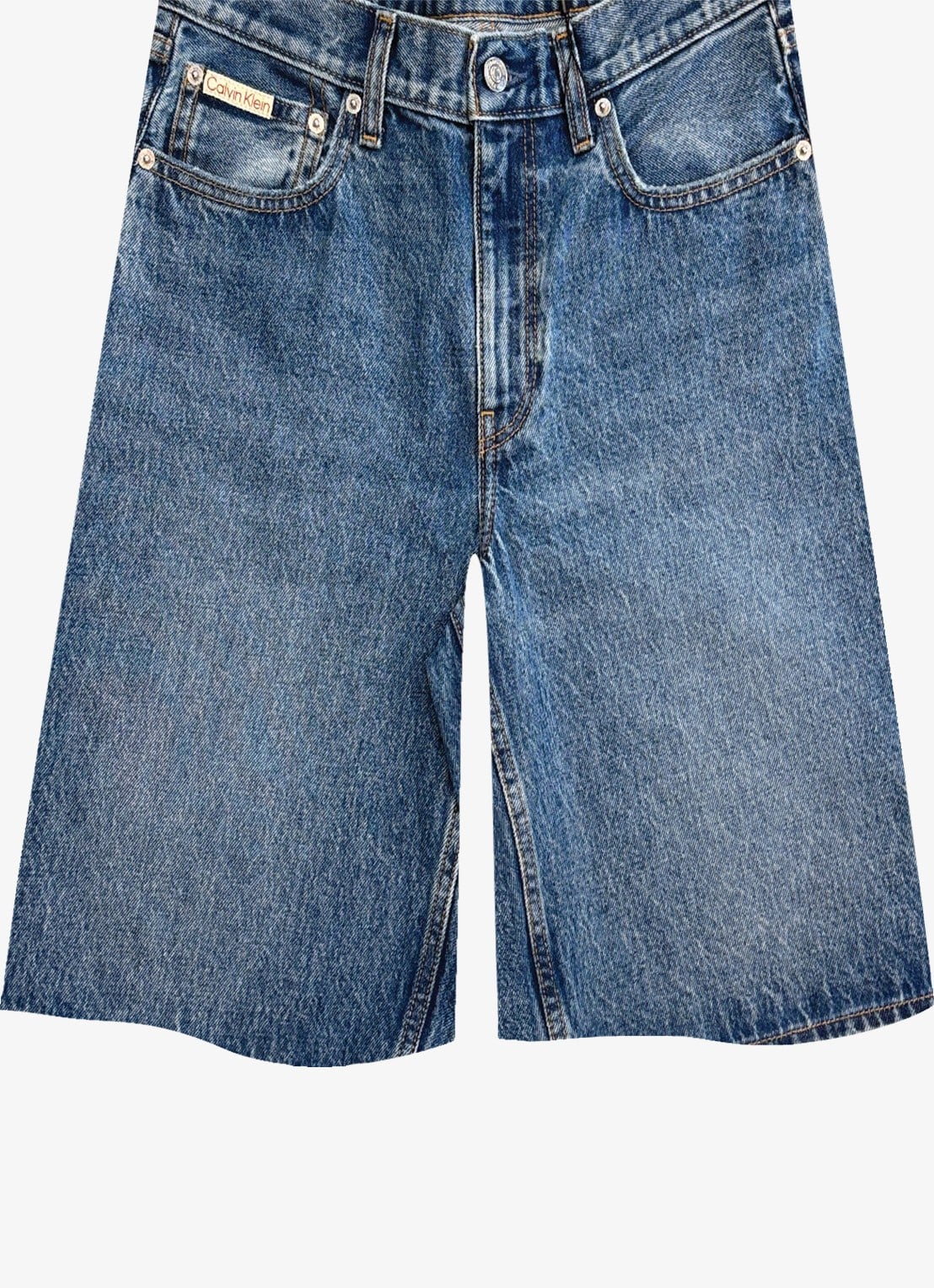 Calvin Klein High waist wide fit korte broek van denim - voorkant denim
