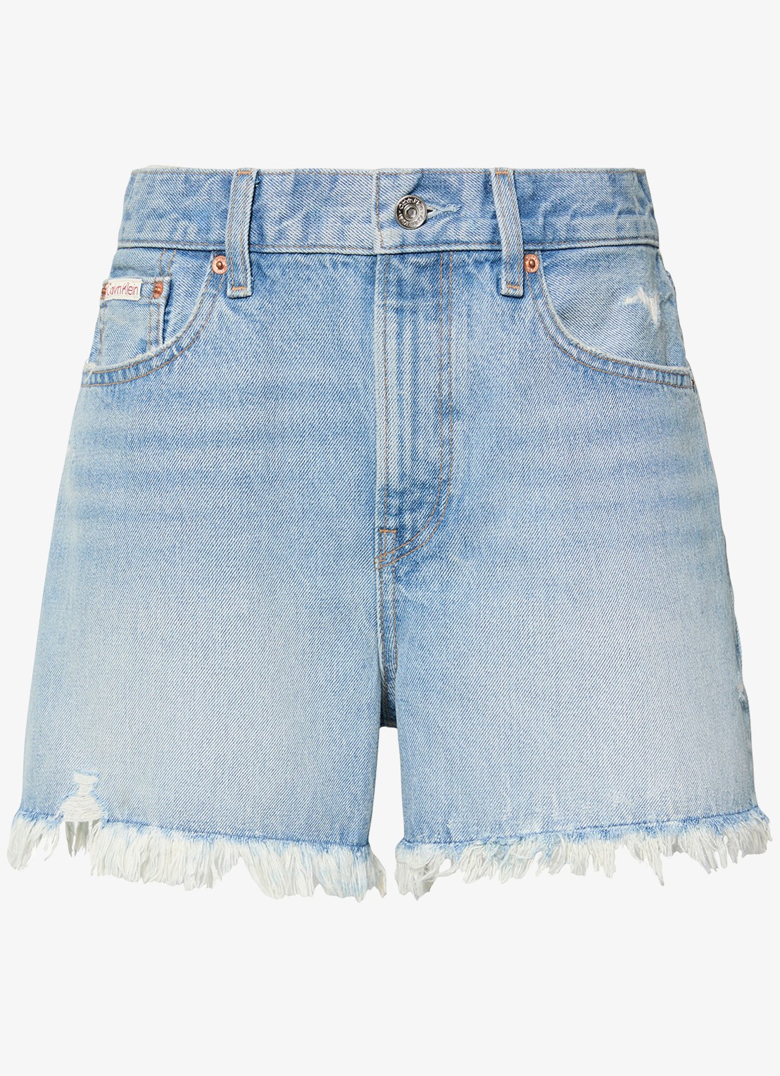 Calvin Klein High waist wide leg korte broek van denim - voorkant 3 denim