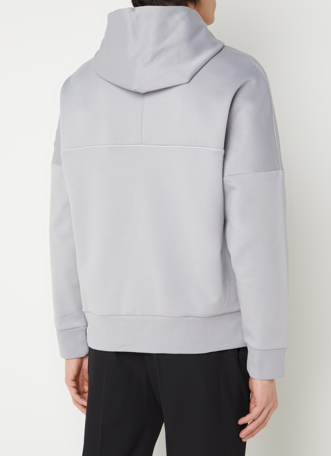 Calvin Klein Hoodie in piqué katoenblend met logo - achterkant 5 lichtgrijs