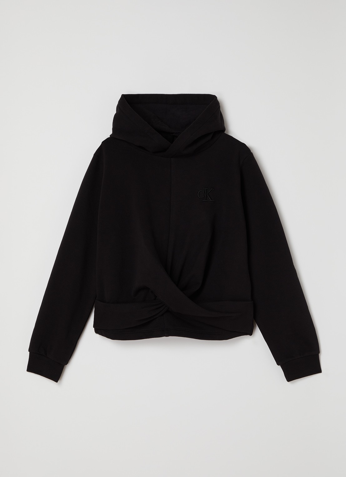 Calvin Klein Hoodie met geknoopt detail - voorkant 2 zwart
