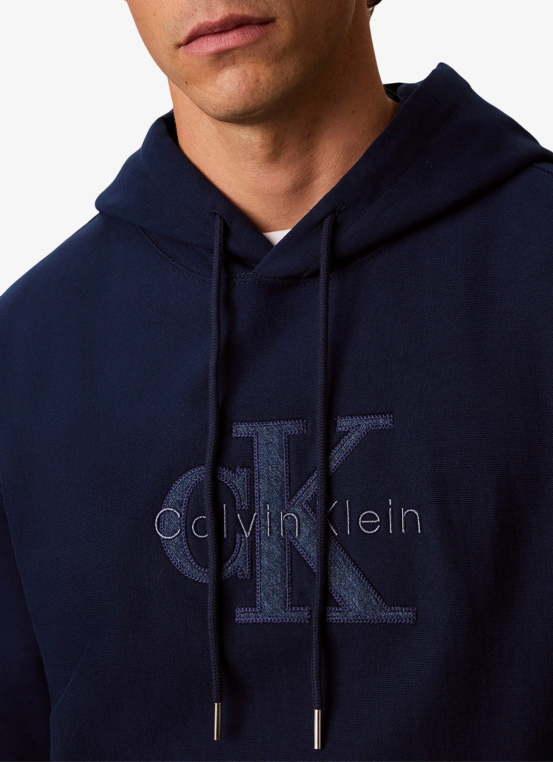 Calvin Klein Hoodie met kangoeroezak en logoprint - detail 5 donkerblauw