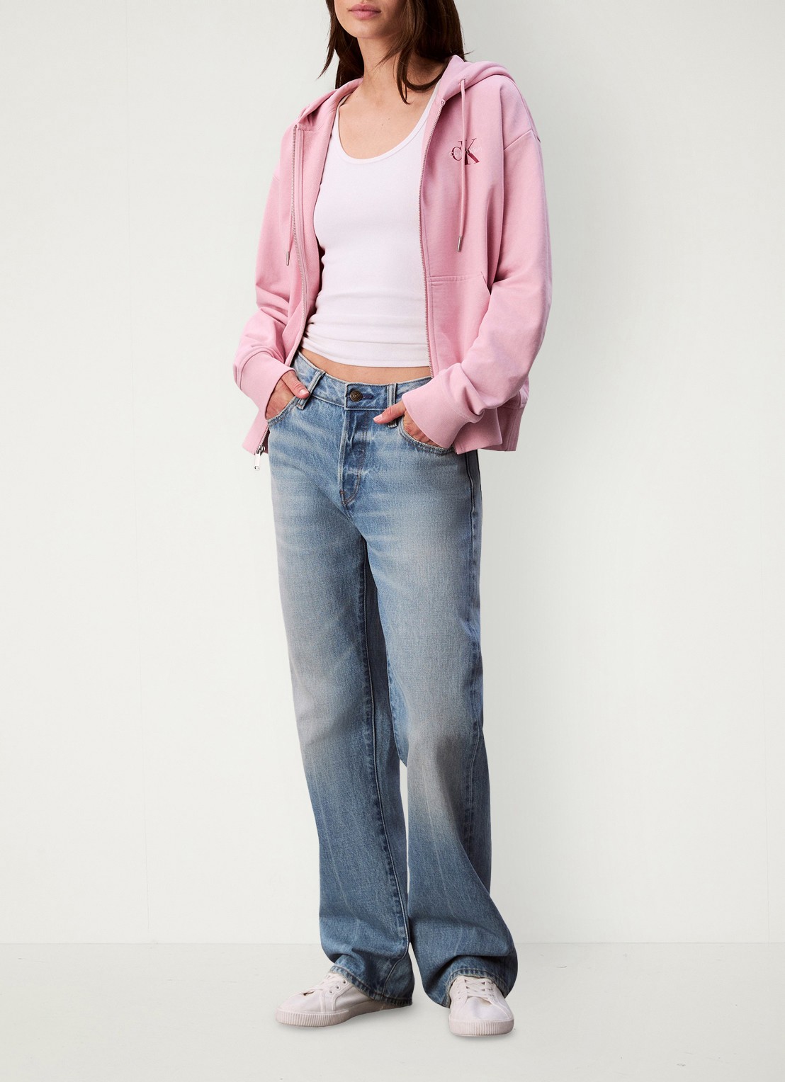 Calvin Klein Hoodie met logo - voorkant 5 roze