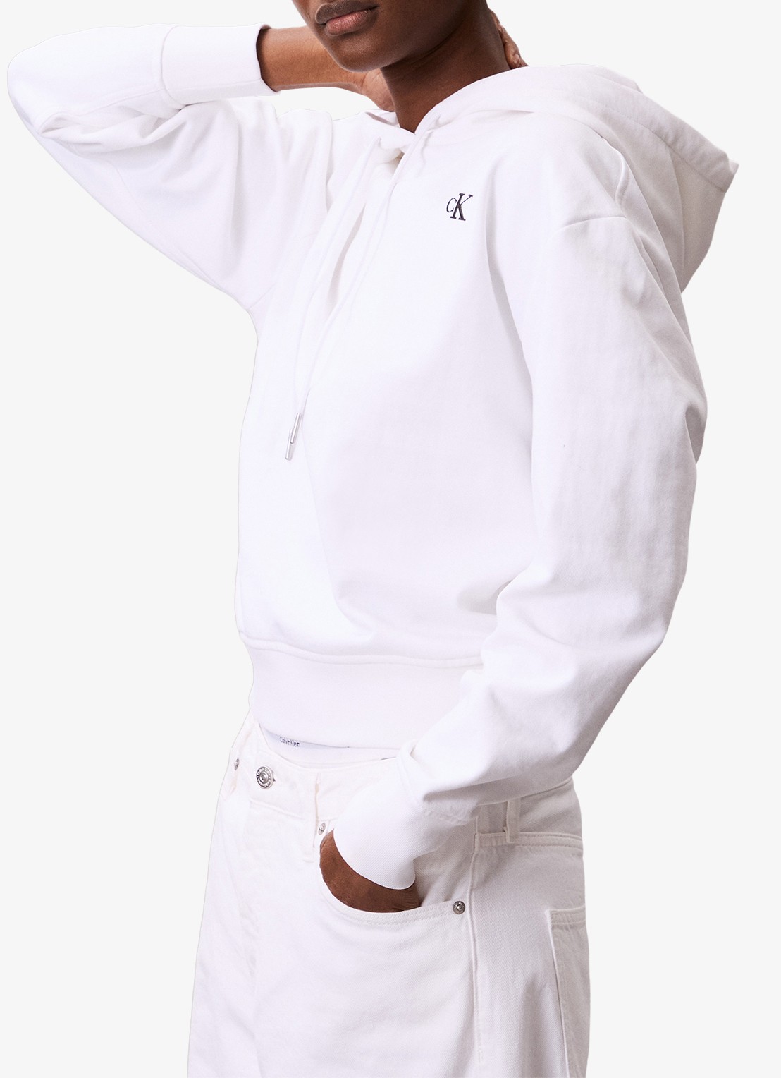 Calvin Klein Hoodie met logo - detail 4 wit