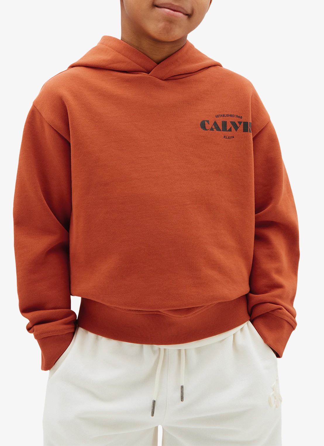 Calvin Klein Hoodie met logo - detail 4 oranje