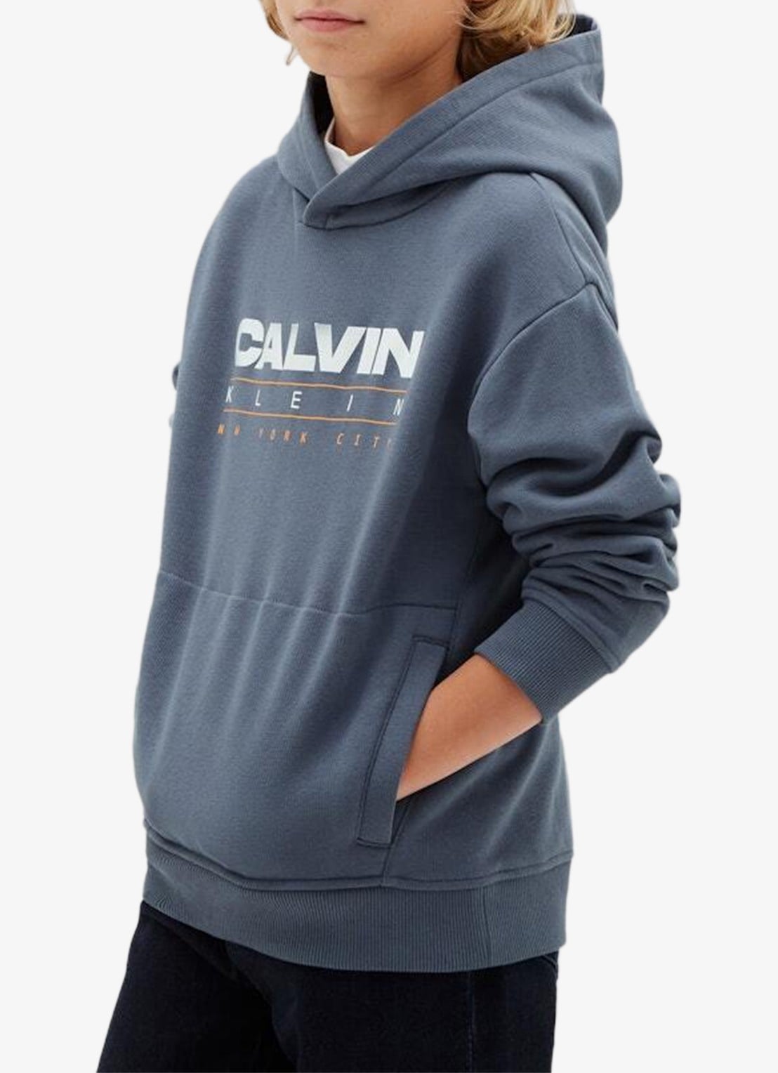 Calvin Klein Hoodie met logo - detail 2 blauwgrijs