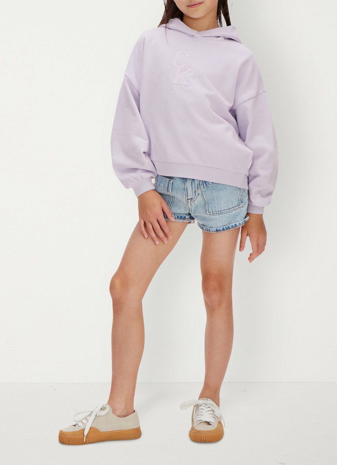 Calvin Klein Hoodie met logo - voorkant 2 lila