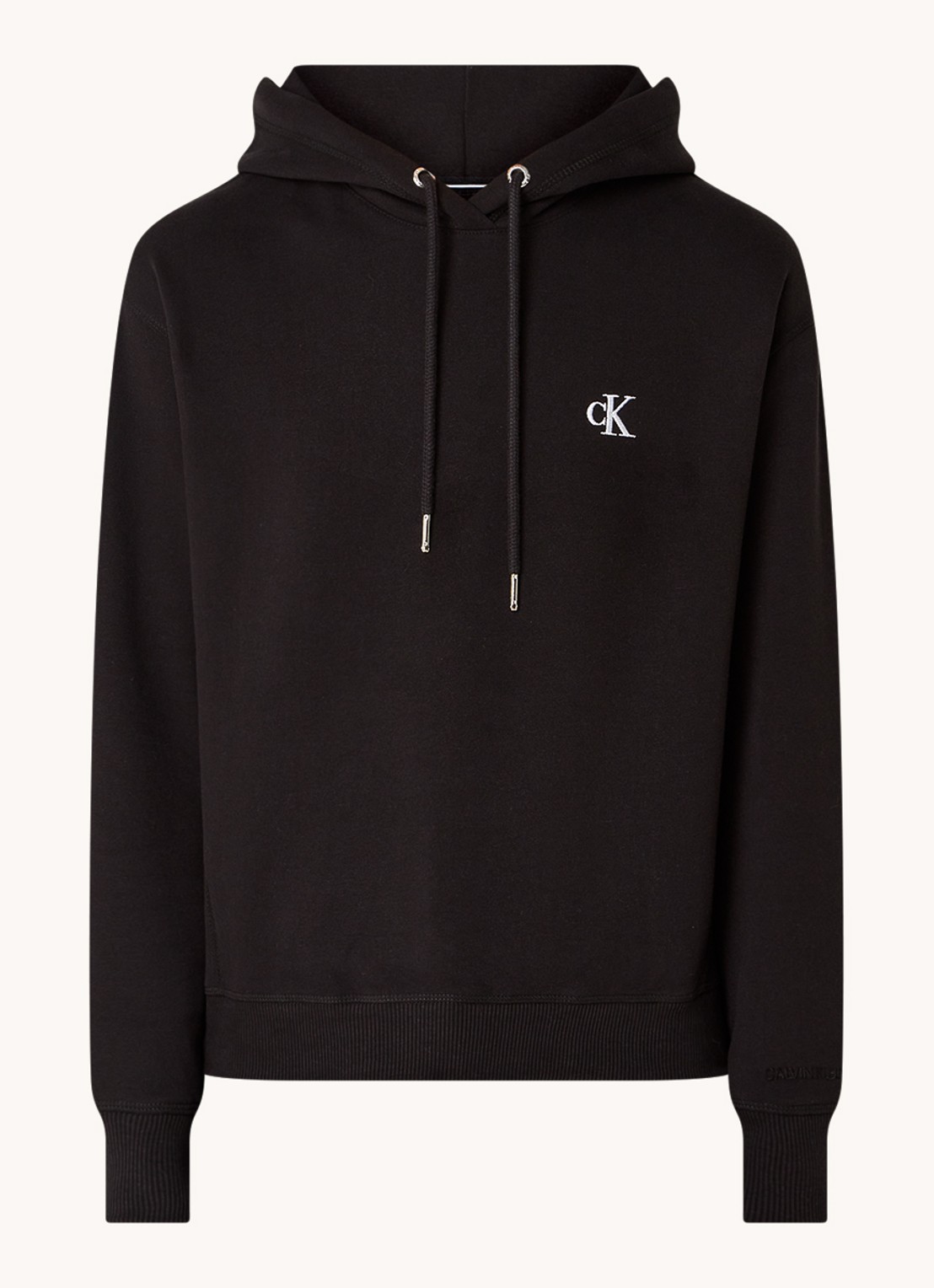 Calvin Klein Hoodie met logoborduring  - voorkant 4 zwart