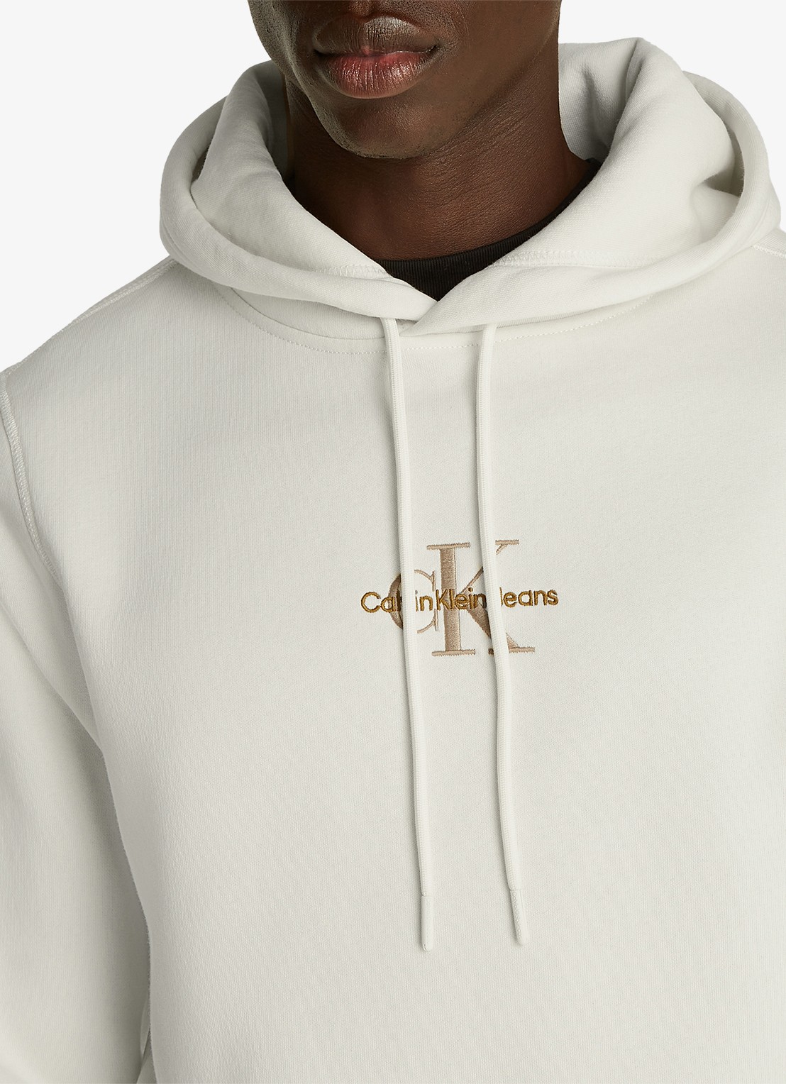 Calvin Klein Hoodie met logoborduring - detail 4 gebroken wit