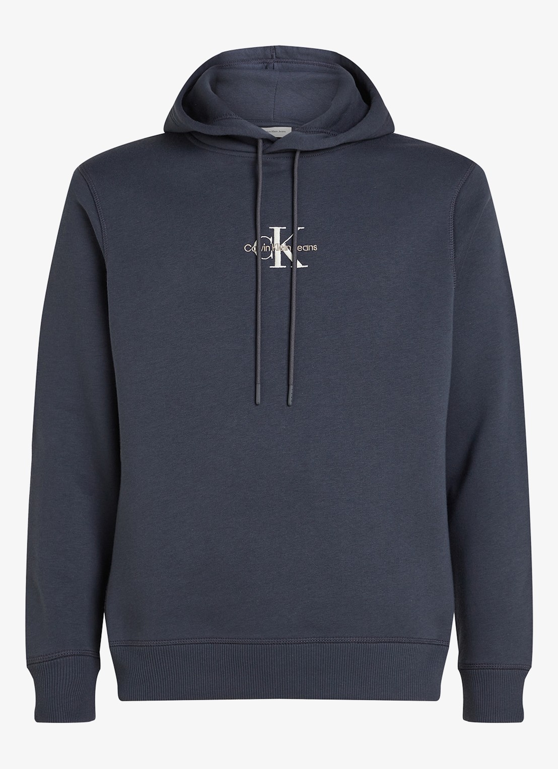 Calvin Klein Hoodie met logoborduring - voorkant 3 indigo