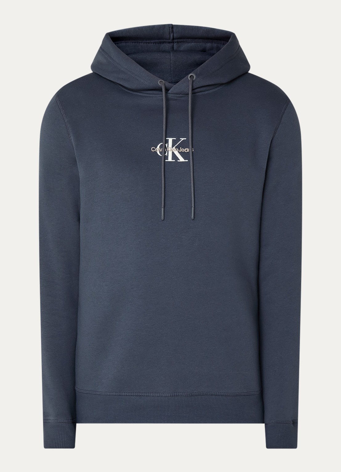 Calvin Klein Hoodie met logoborduring - voorkant 5 indigo