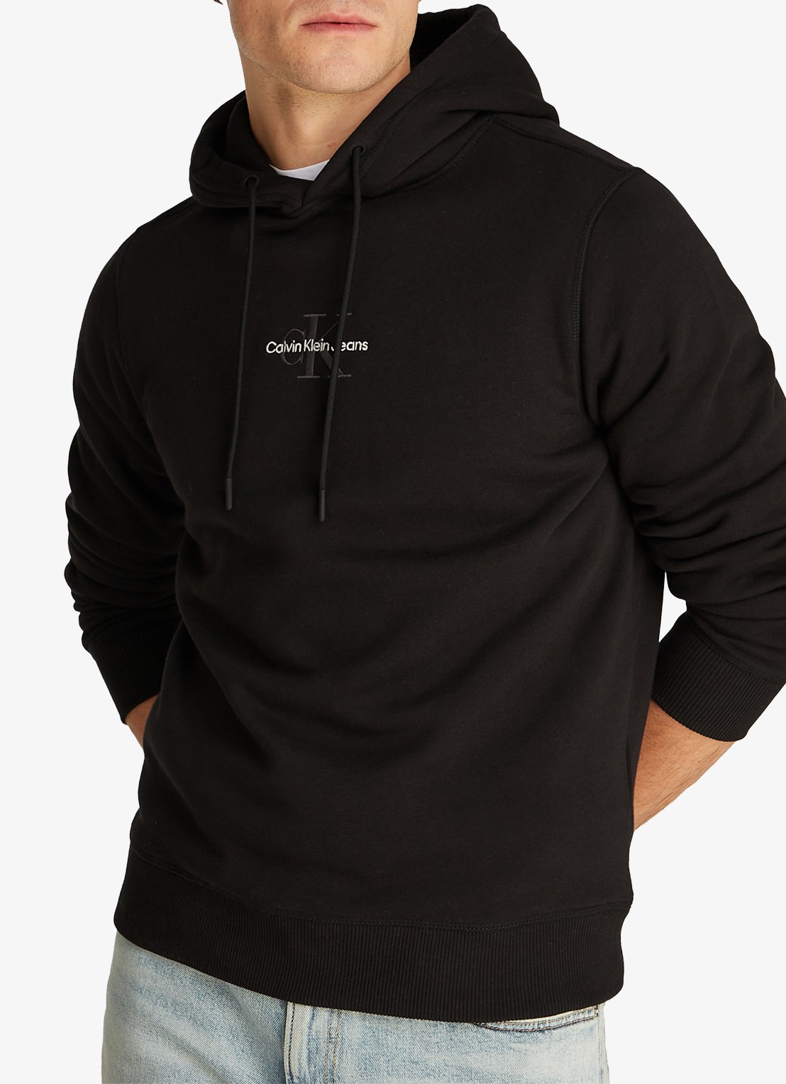 Calvin Klein Hoodie met logoborduring - detail 4 zwart
