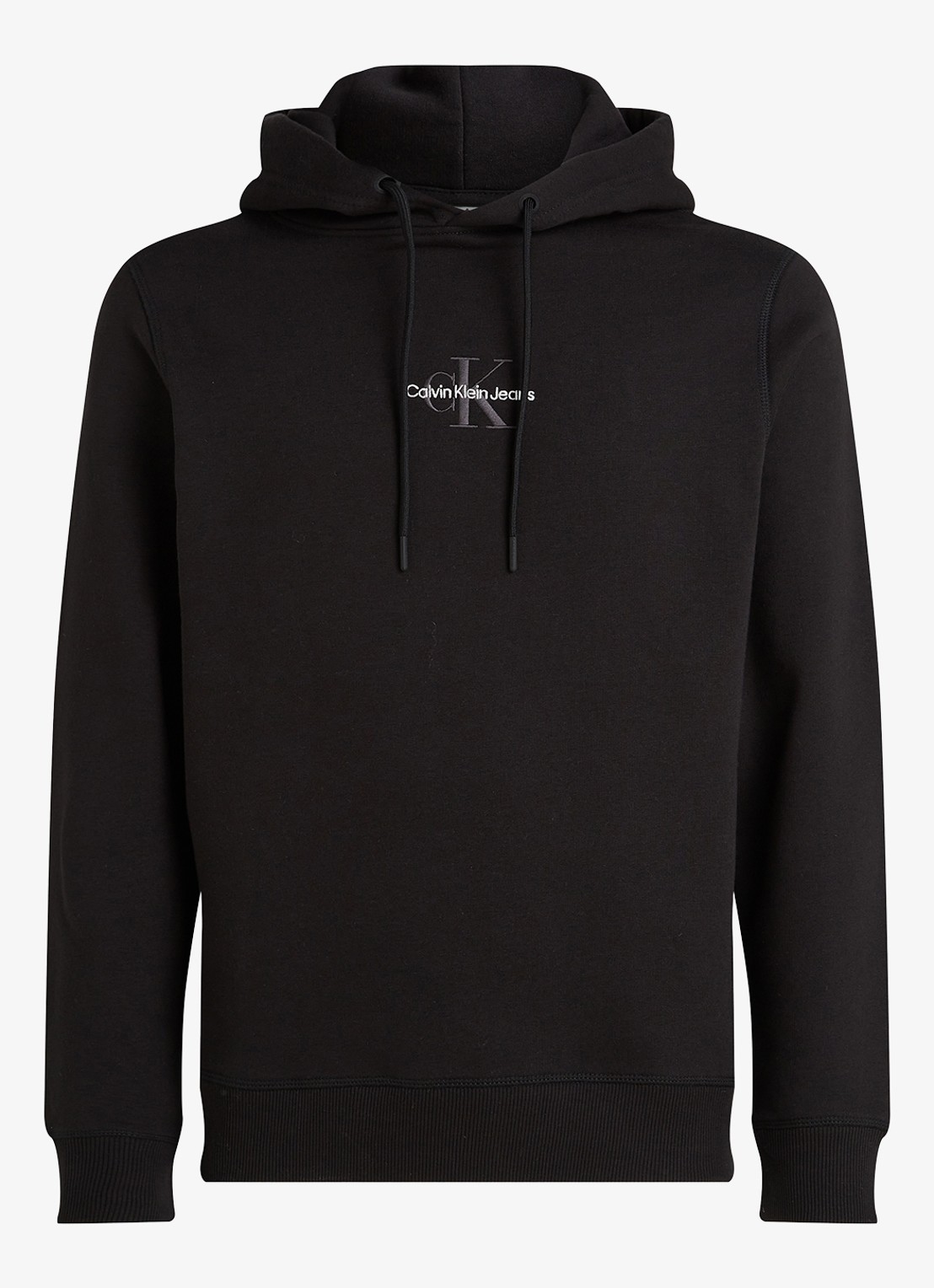 Calvin Klein Hoodie met logoborduring - voorkant 2 zwart