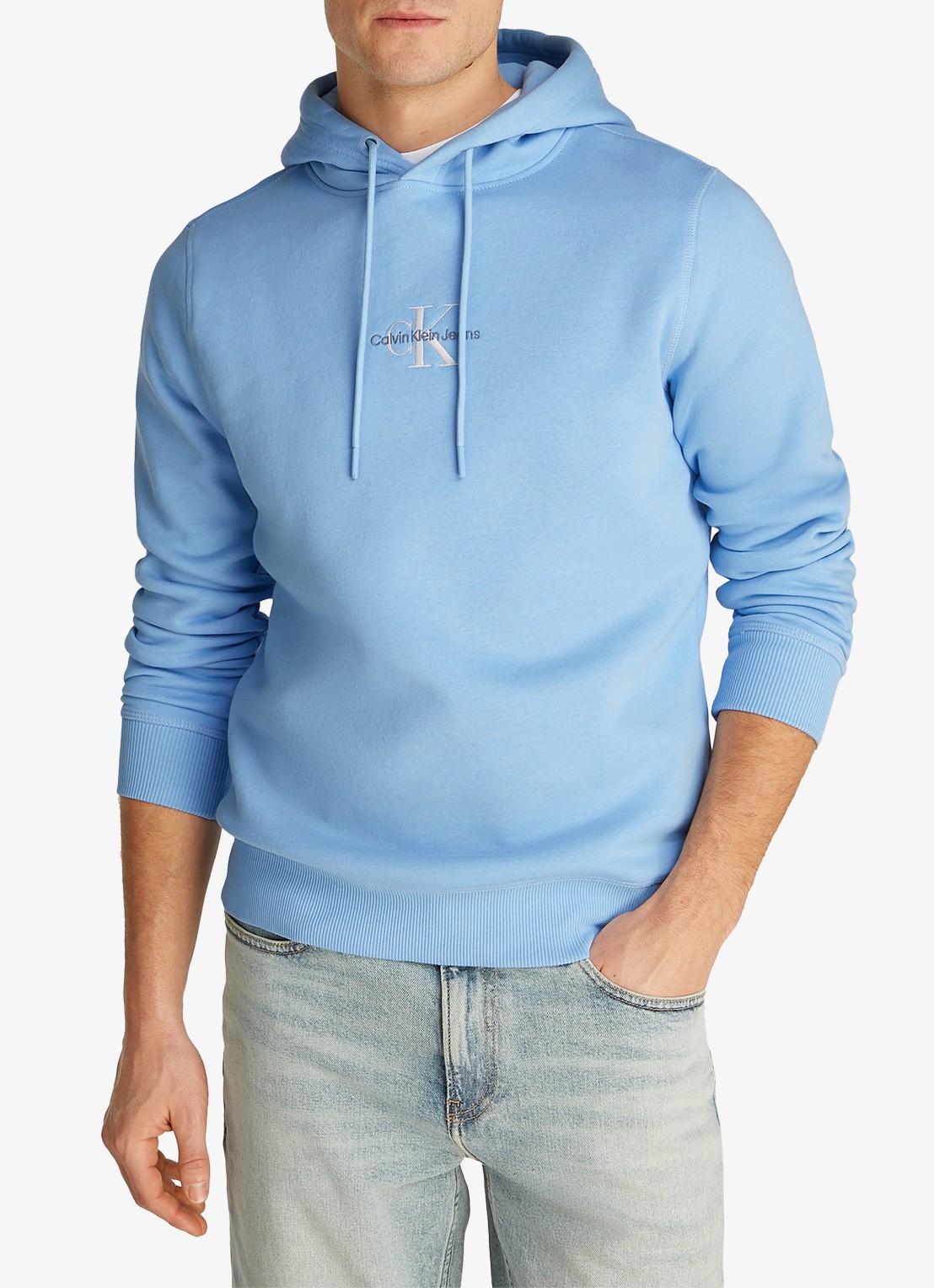 Calvin Klein Hoodie met logoborduring - detail 2 blauw