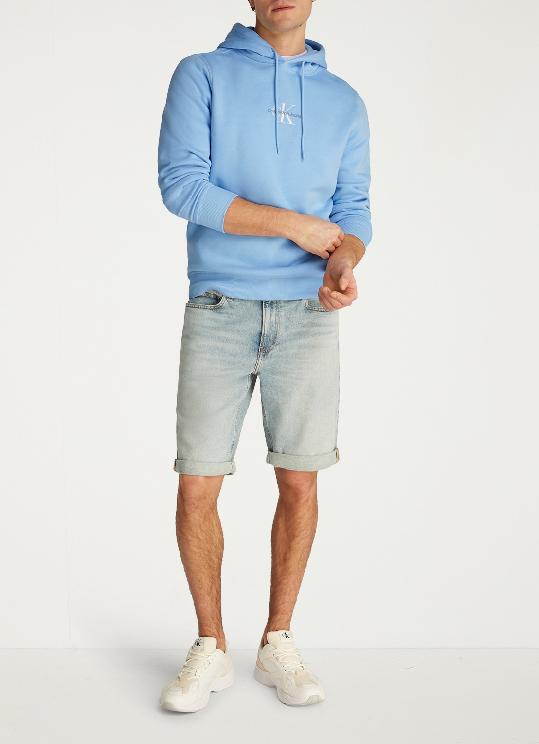 Calvin Klein Hoodie met logoborduring - voorkant 5 blauw
